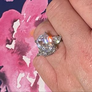 Faux Diamond Ring Silver Band New